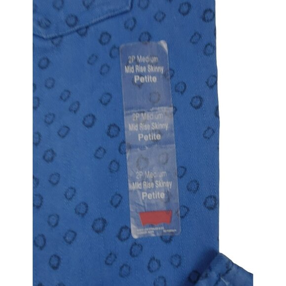 Levis Womens Jeans Bright Mid Rise Raindrop Pattern Skinny Size 2 Petite JH1187 - Picture 5 of 5